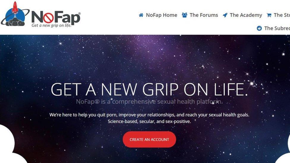 screenshot from nofap webpage. Alexander Rhodes has turned the NoFap idea into a brand and an organisation