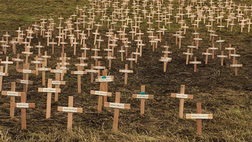 Crosses in ground