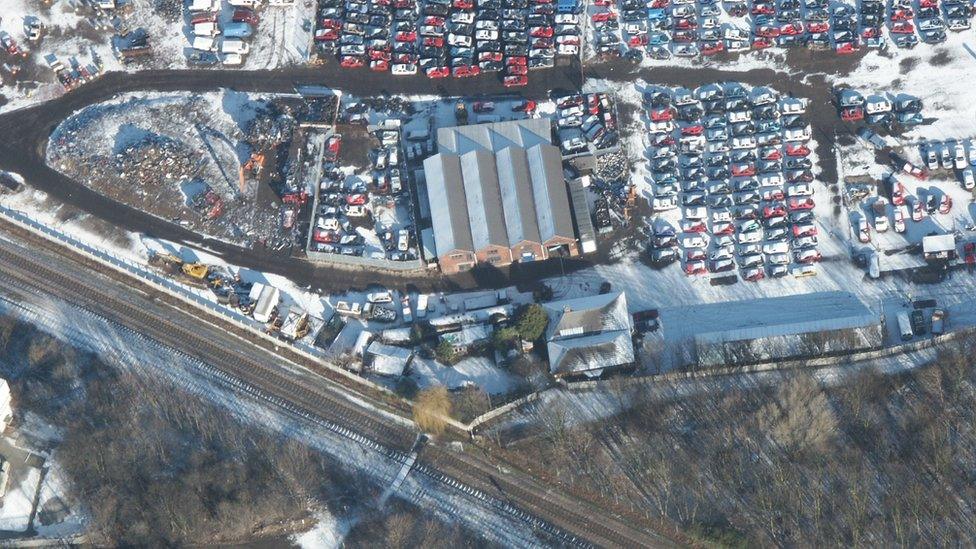 Aerial photo of breakers yard