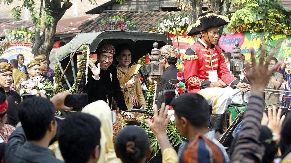 Indonesian President Joko Widodo with his wife