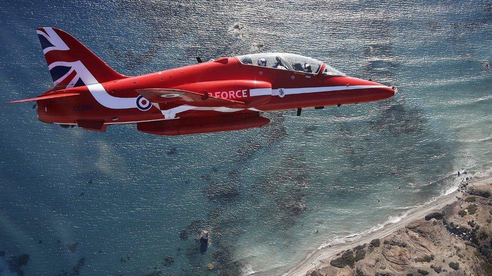 Red Arrows jet in Cyprus