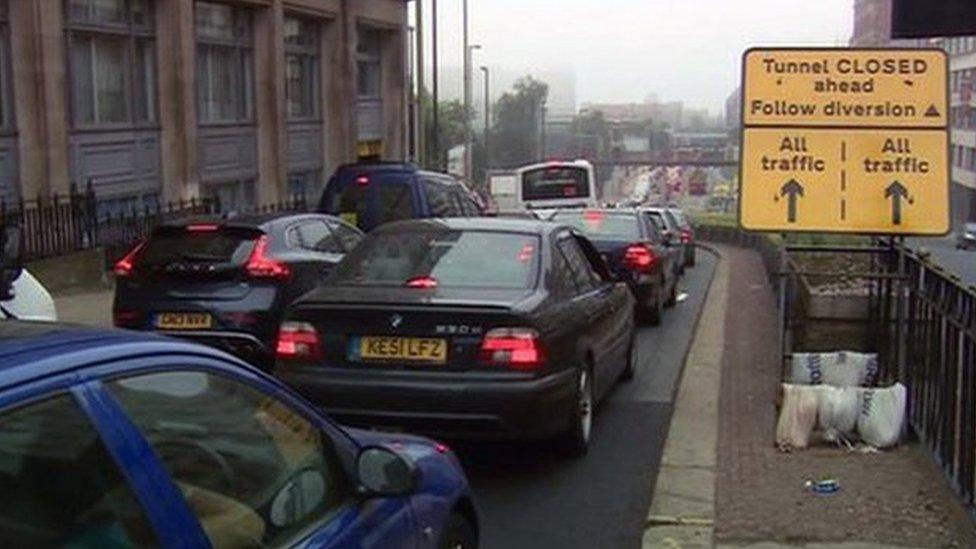 Queues on A38 during tunnel closures