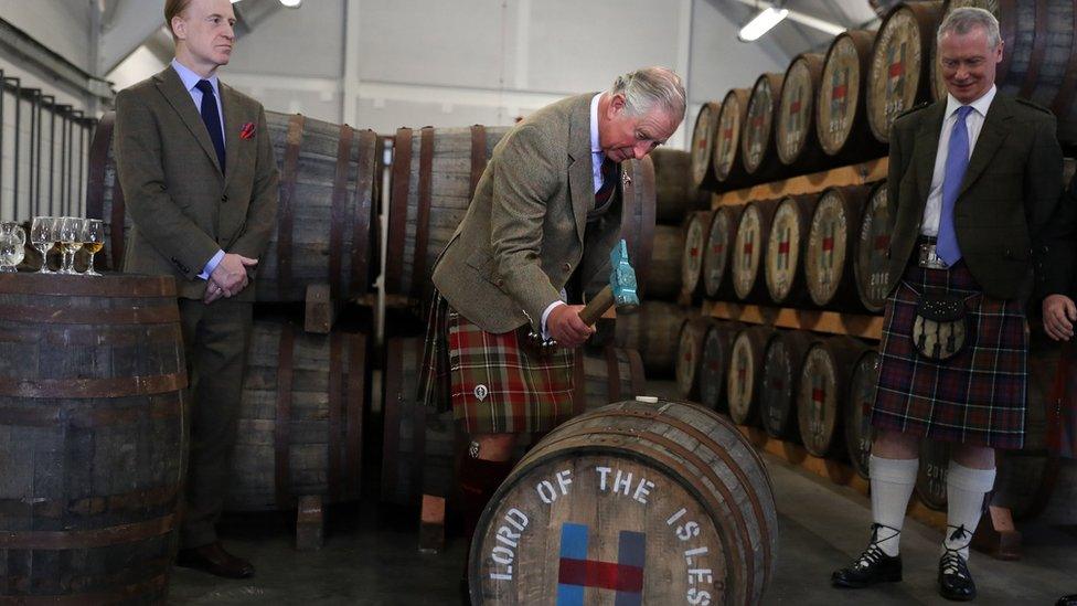 Prince Charles at whisky distillery