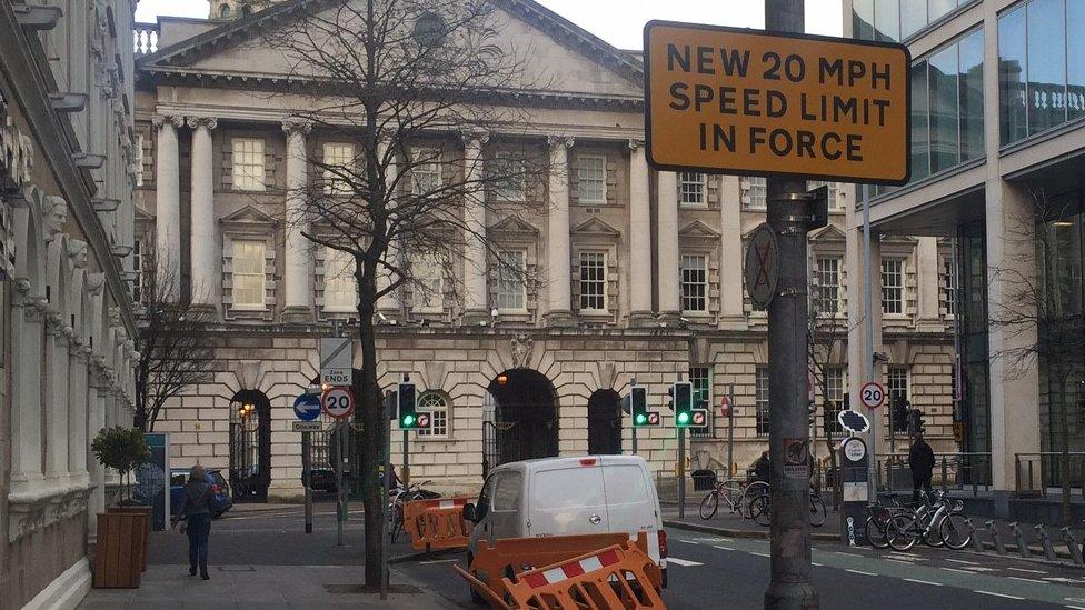 Signs have been placed along the route indicating the new speed limits