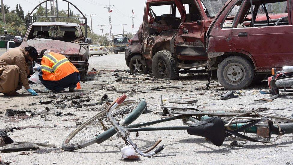 Suspected suicide bomb blast outside a polling station in Quetta