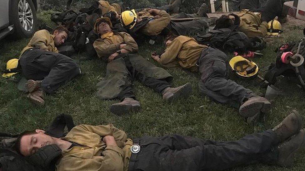 Firefighters sleeping in California