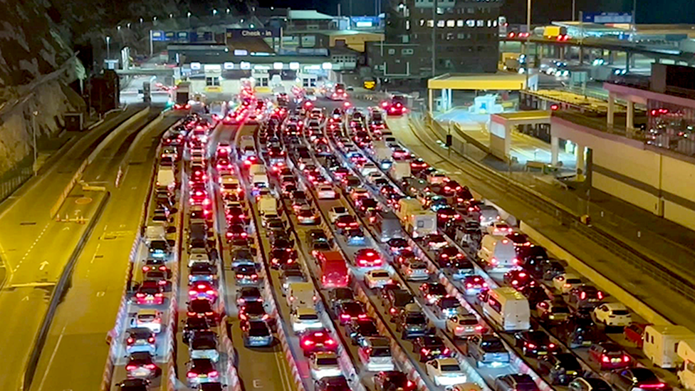 Traffic on the way to the port at Dover