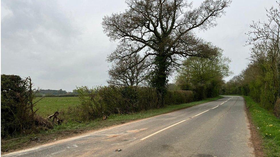 The scene of the crash on the B4035 Campden Road, near to the Portobello crossroads