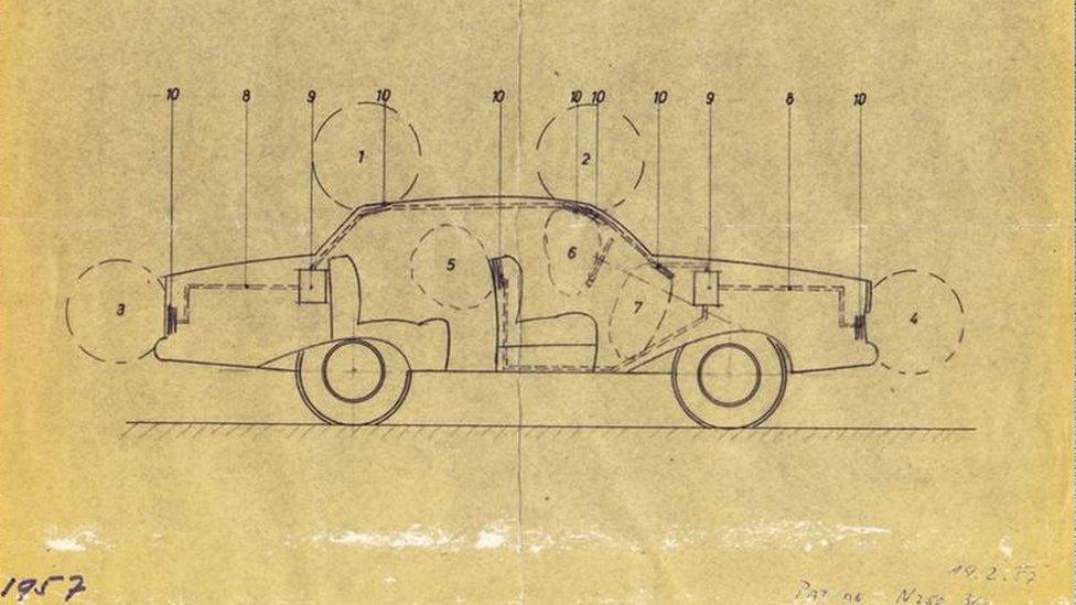 Image shows a prototype design of the airbag