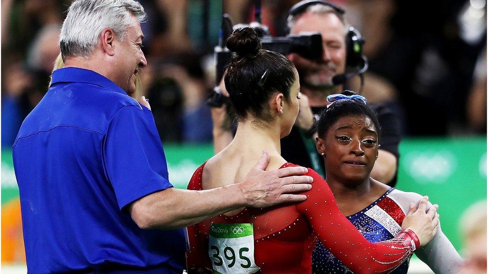 Simone Biles crying at the Olympics