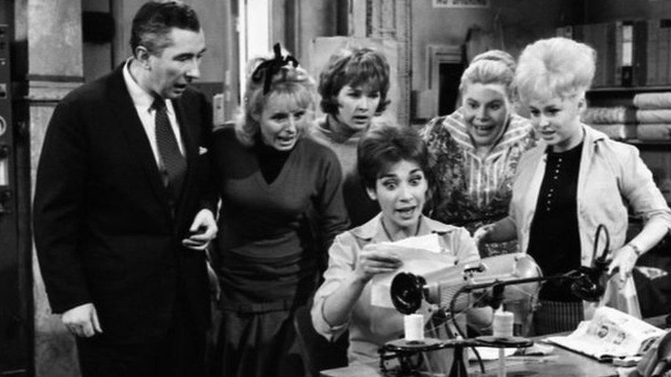 The cast of The Rag Trade in 1962