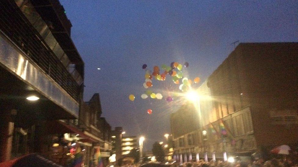 Balloons being released in Birmingham