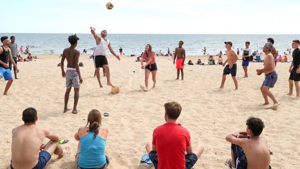 People on Bournemouth beach