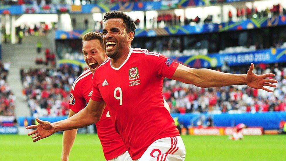 Hal Robson-Kanu celebrating a goal in Euro 2016