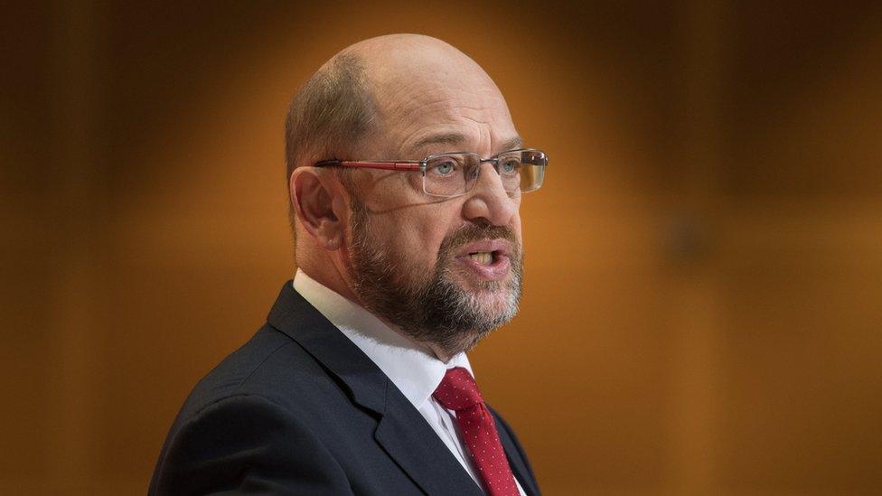 The leader of the Social Democratic Party (SPD), Martin Schulz gives a statement at the SPD headquarter in Berlin