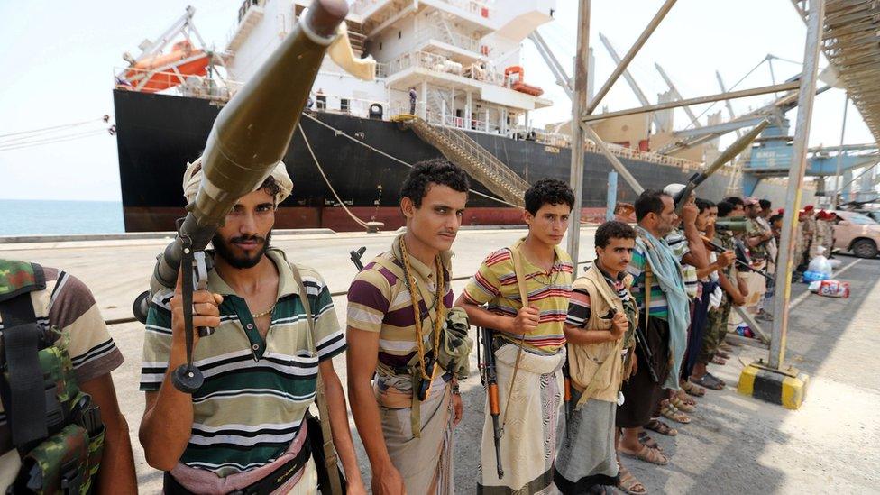 Houthi rebels in Salih, Yemen, 11 May