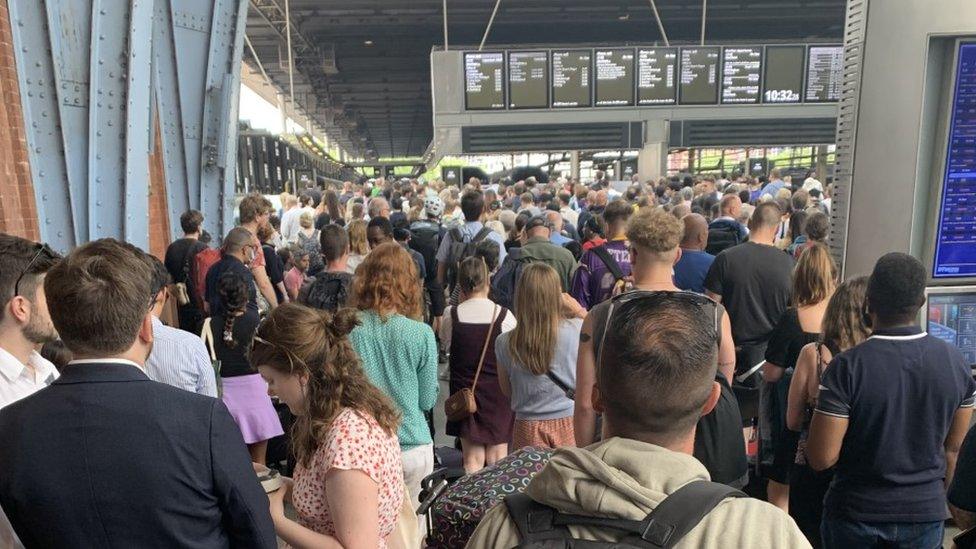 Passengers at St Pancras station