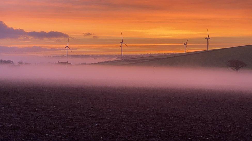 view from Den Brook Wind Farm North Tawton