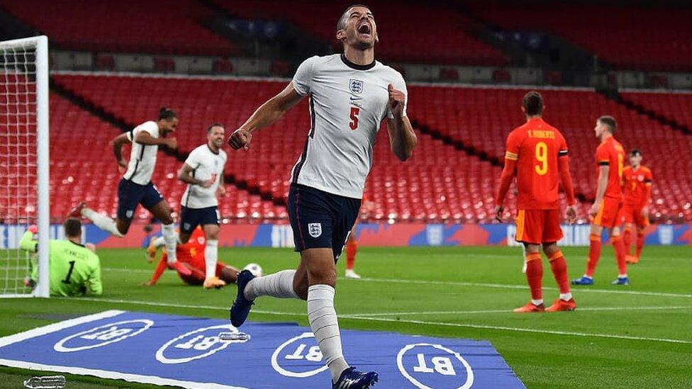 Conor Coady scoring for England against Wales