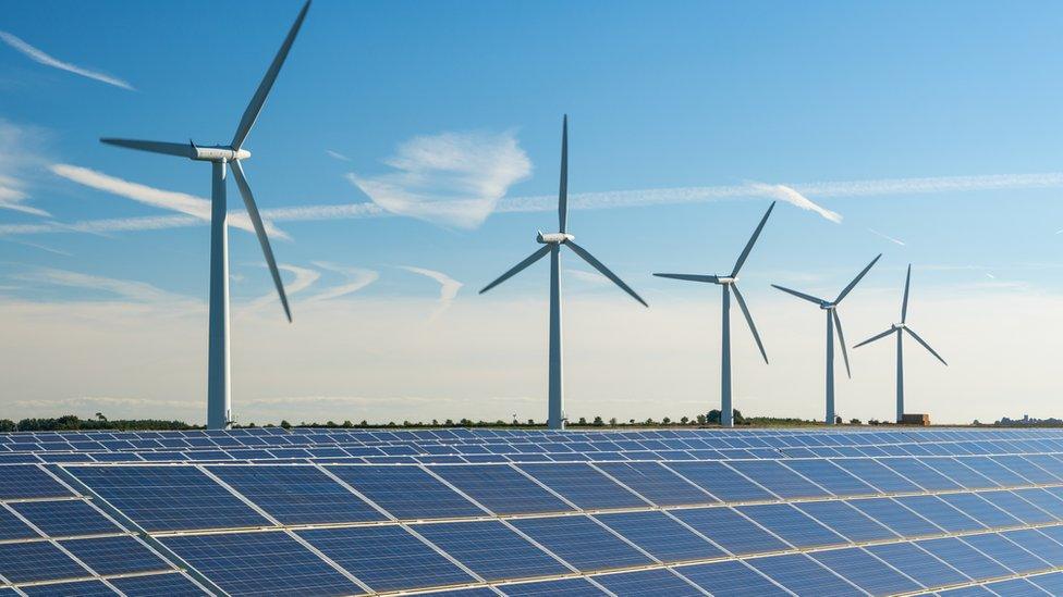 windmills and solar panels