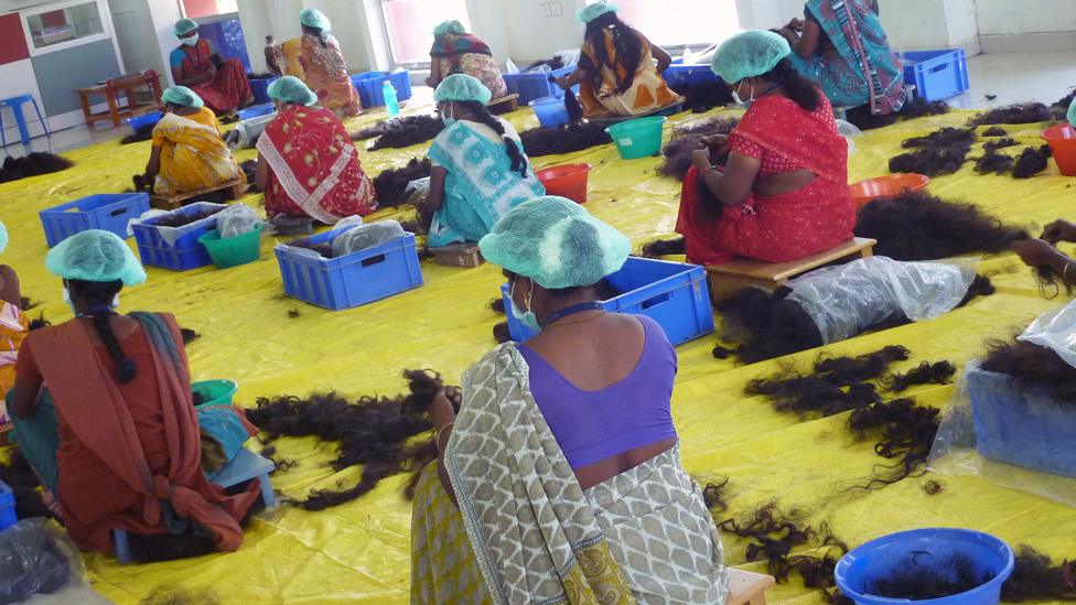 A hair untangling workshop. These are mostly based in India, Bangladesh and Myanmar