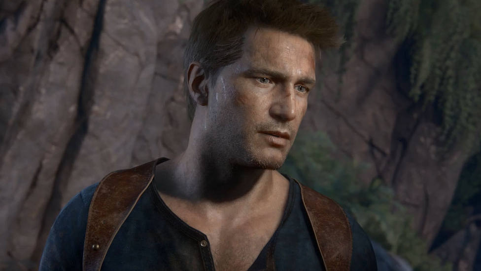 A screenshot of Nathan Drake from Uncharted