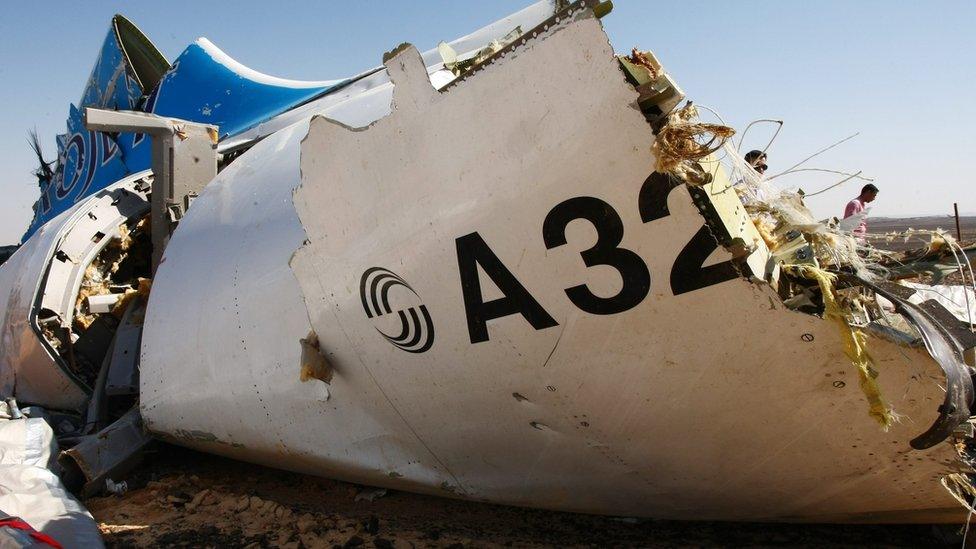 Debris of the A321 Russian airliner in Egypt's Sinai Peninsula