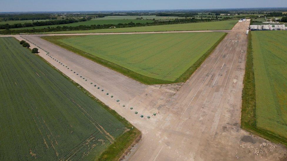 Aerial view of Bourn Airfield