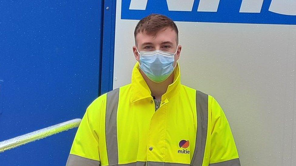 James at a Covid testing site