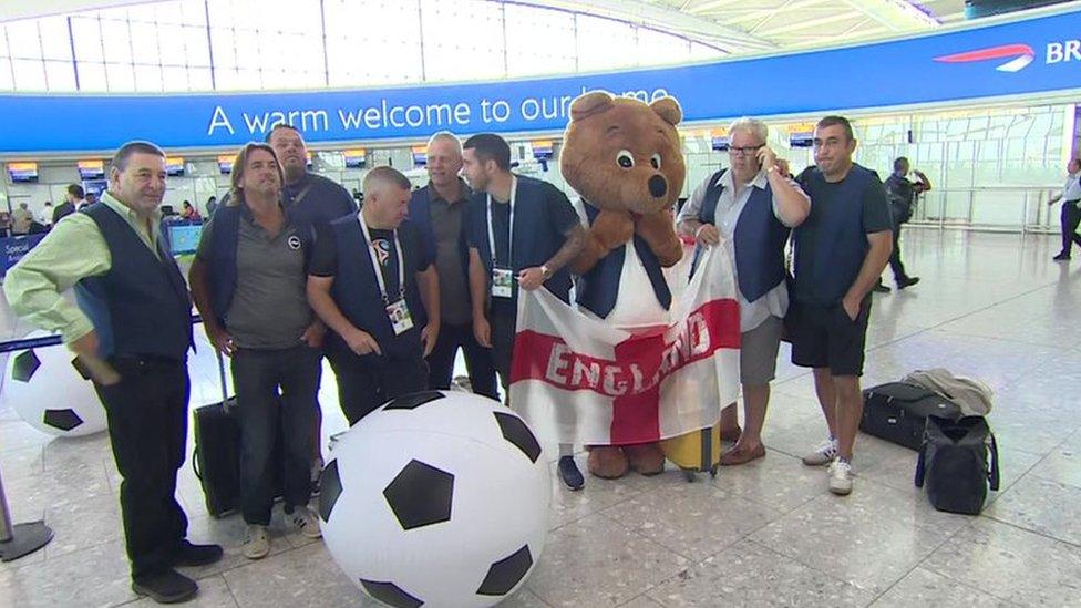 England fans at Heathrow