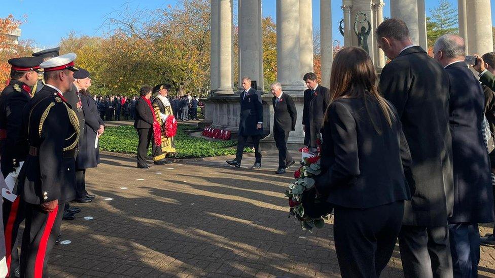 Wales' political leaders attended the ceremony in Cardiff