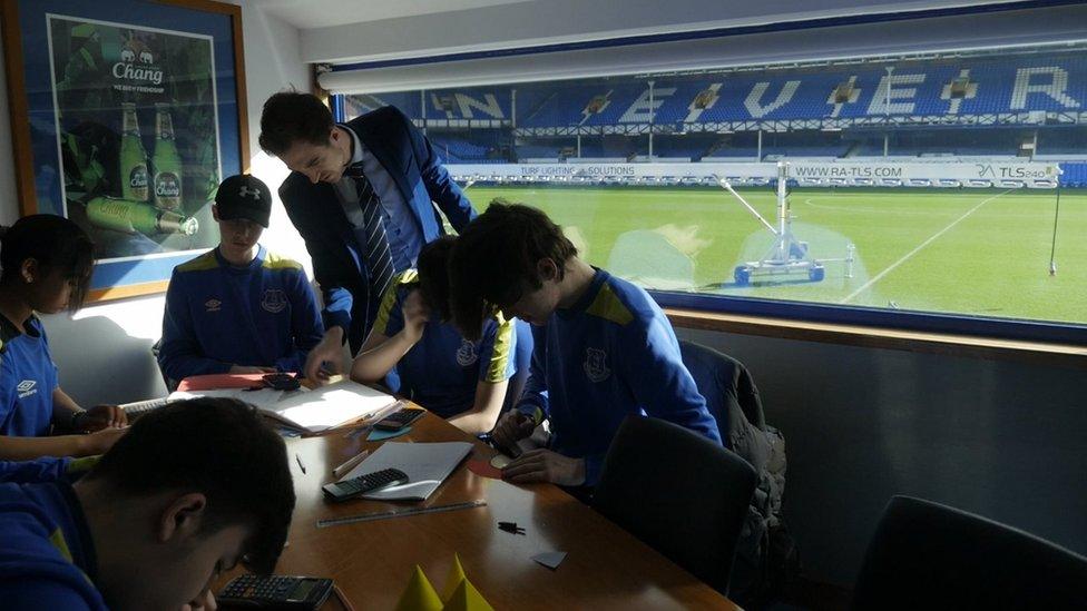 Class is held at a corporate box at Everton's Goodison Park