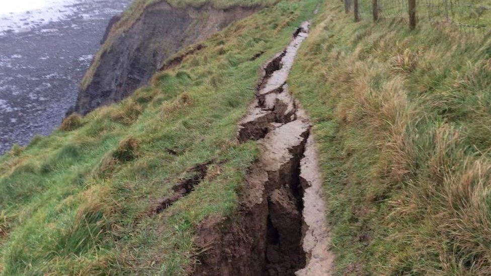 Photo of the cracked path near Aberystwyth