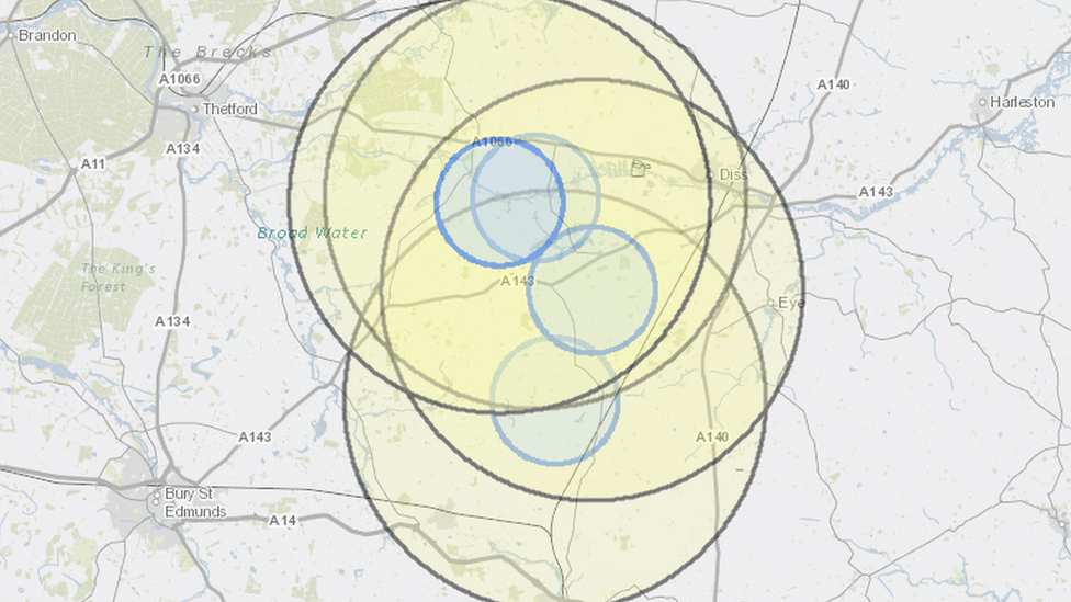 A Defra map showed a number of avian influenza protection zones in close proximity.