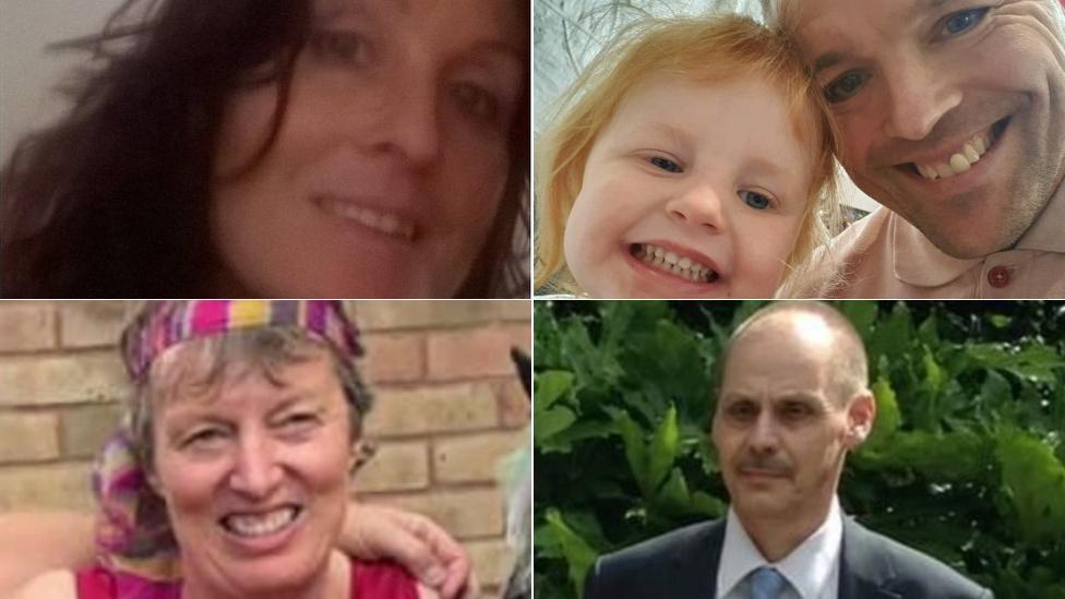 Clockwise from top left: Maxine Davison, Lee and Sophie Martyn, Stephen Washington and Katherine Shepherd