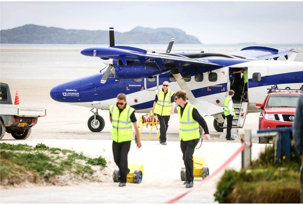 Barra beach plane