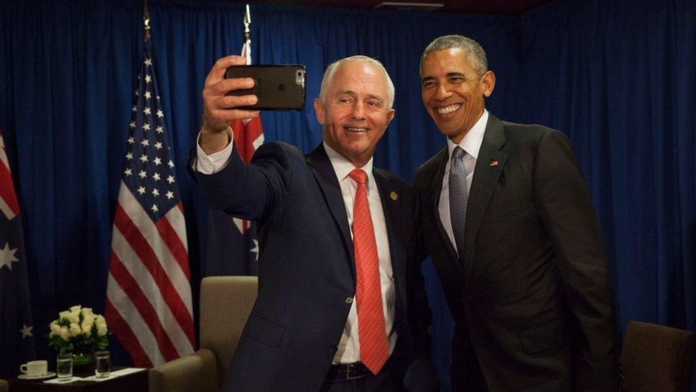 Australia's prime minister has taken a "farewell selfie" with outgoing US President Barack Obama.