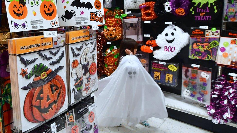 Shop-full-of-halloween-decorations-pumpkins-ghosts-supermarket