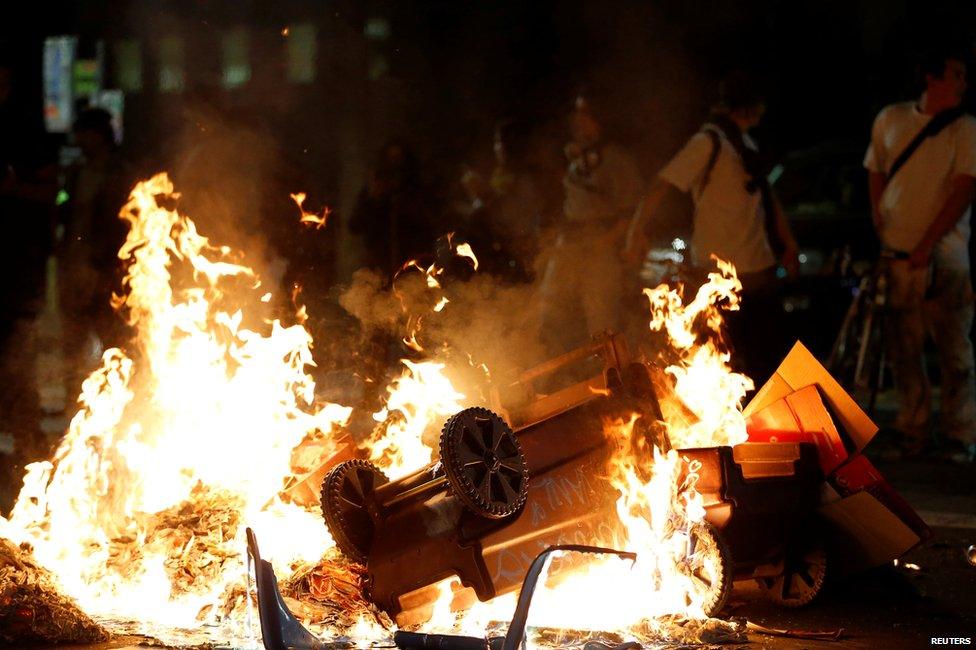 Rubbish being burnt in Oakland, California