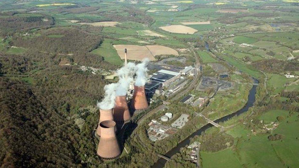 Aerial view of the cooling towers