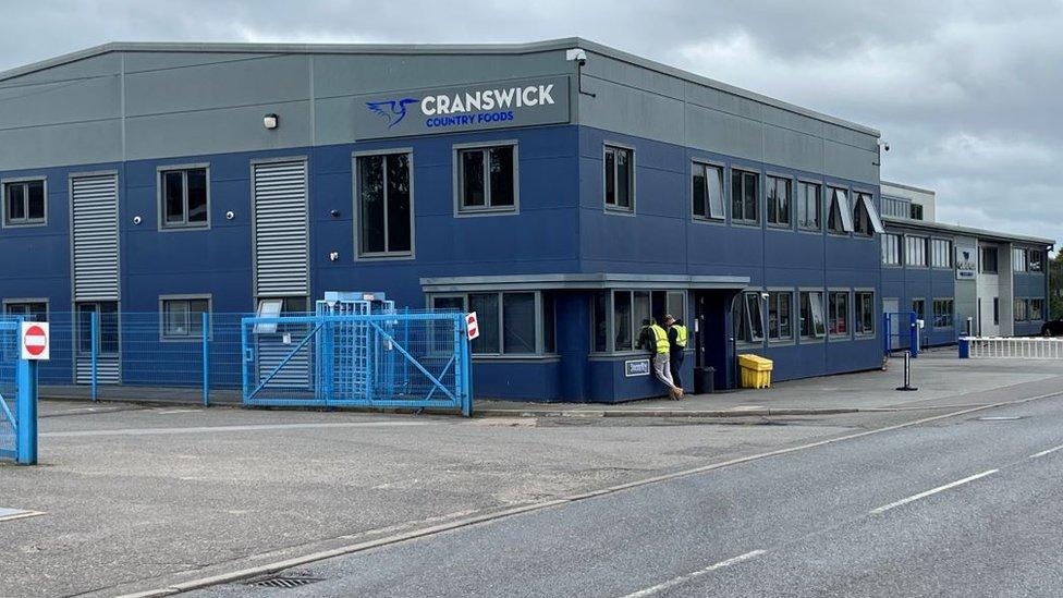 Exterior view of Cranswick Foods factory in Watton, Norfolk