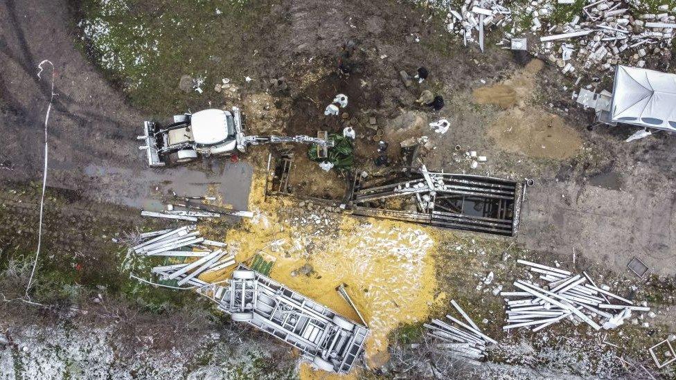 Aerial shot of missile crater