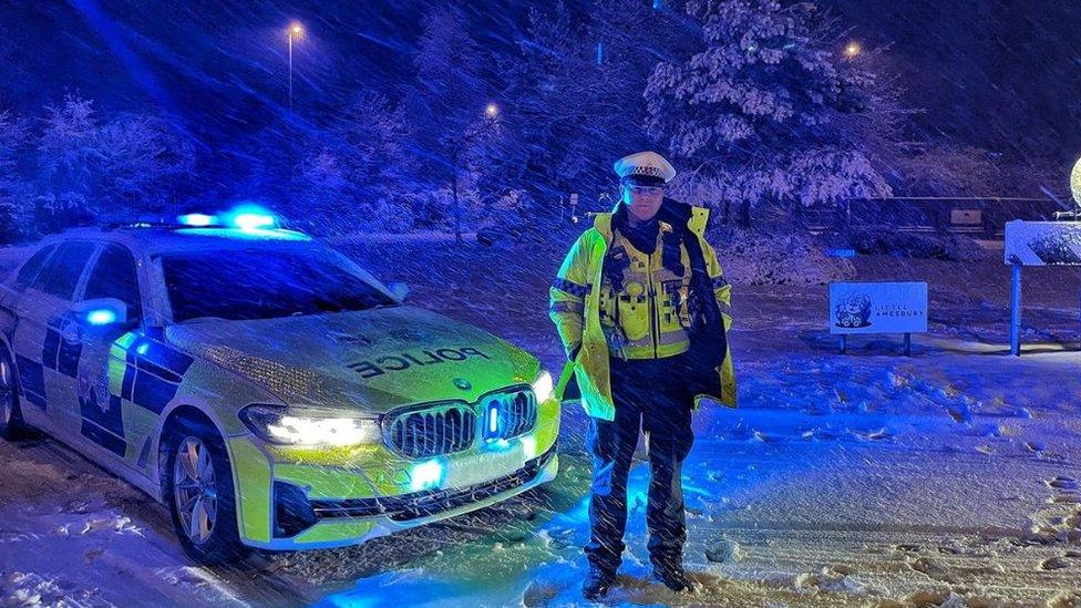 Surrey Police officer in snow