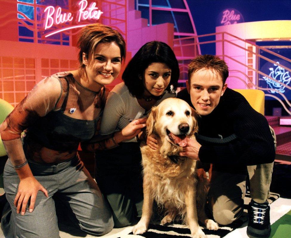 Bonnie the dog with Katy Hill, Konnie Huq, Simon Thomas