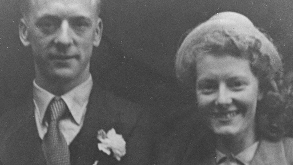 Alf and Betty Robinson on their wedding day in 1950