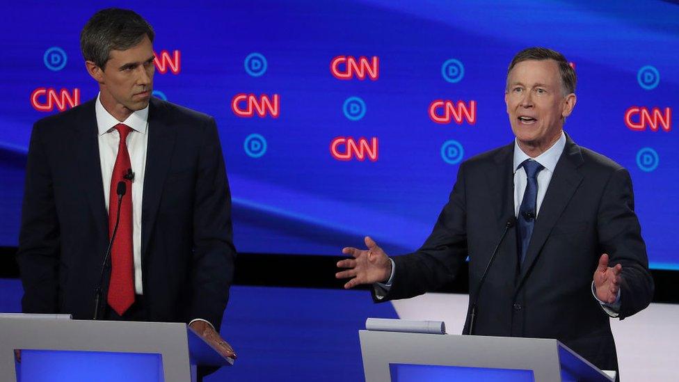 Beto O'Rourke and John Hickenlooper at the debate