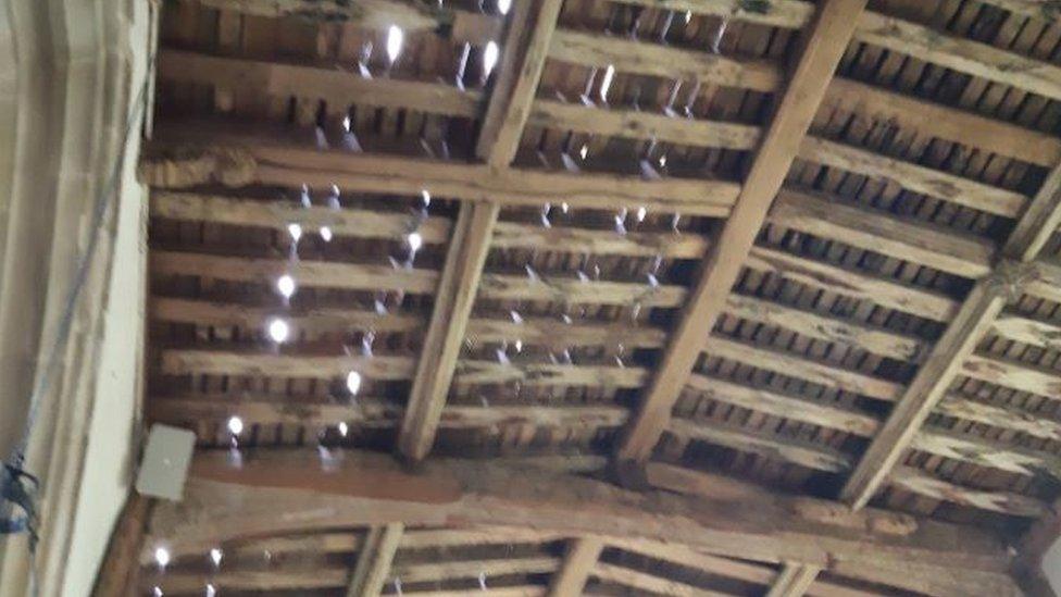 Church ceiling with daylight coming through