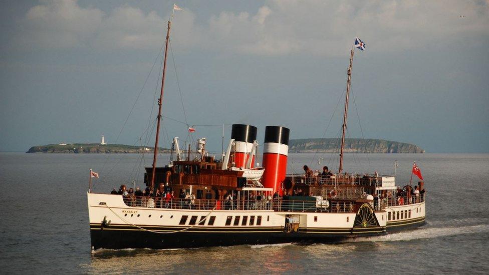 The Waverley paddle steamer sailing through the Bristol Channel