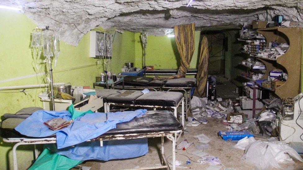 Destruction at a hospital room in Khan Sheikhoun. April 4, 2017