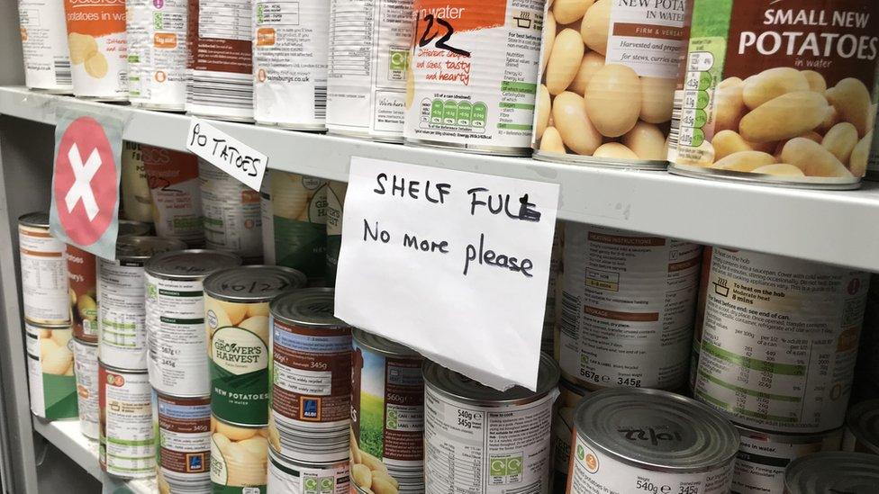 Shelves of food